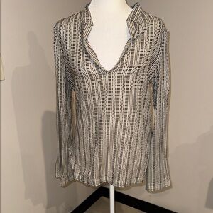 Tory Burch Black and White Patterned Blouse